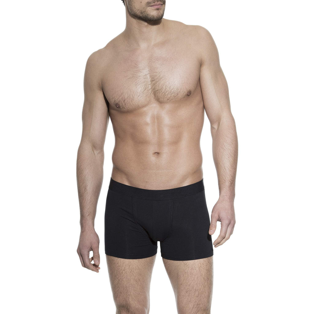 Bread and Boxers Men's Classic Stretchy Cotton Boxer Brief Underwear, Pack of 3, Black, Small