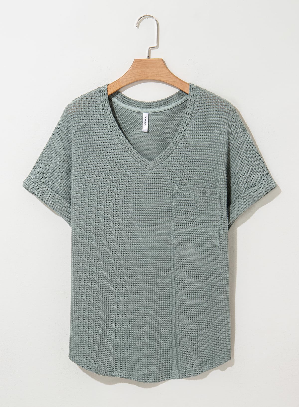 Dokotoo Womens Summer Tops for Women Blouses 2025 Fashion Clothing Outfits Fall Tops Trendy Blouses Business Dressy Sweaters Casual Cute Tunic Waffle Knit Oversized Tshirts T Shirts Basic Tee