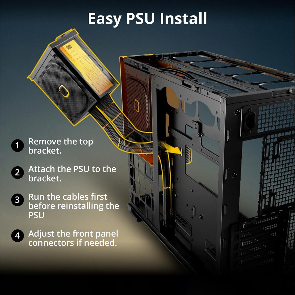 Geometric Future M5 Tempered Glass Mid Tower, E-ATX/ATX Gaming Case, 1.2mm Steel, Type C, Toolless Panels, Support 420/360 Radiator, ARGB PWM 140m Fan x 5 Pre-Installed, Black/Green, GEO-M5F-BNY