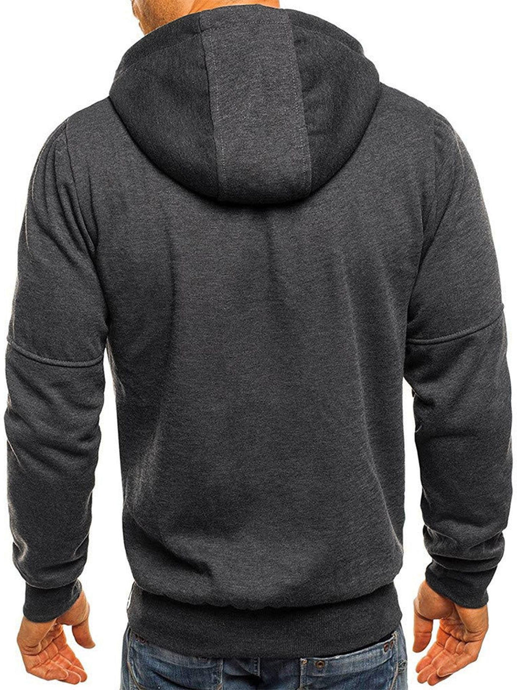 Riskrole Men's Zip Up Fleece Hoodie Lightweight Sweatshirt Long Sleeve Sports Hooded Jacket with Zipper Pockets Dark Grey