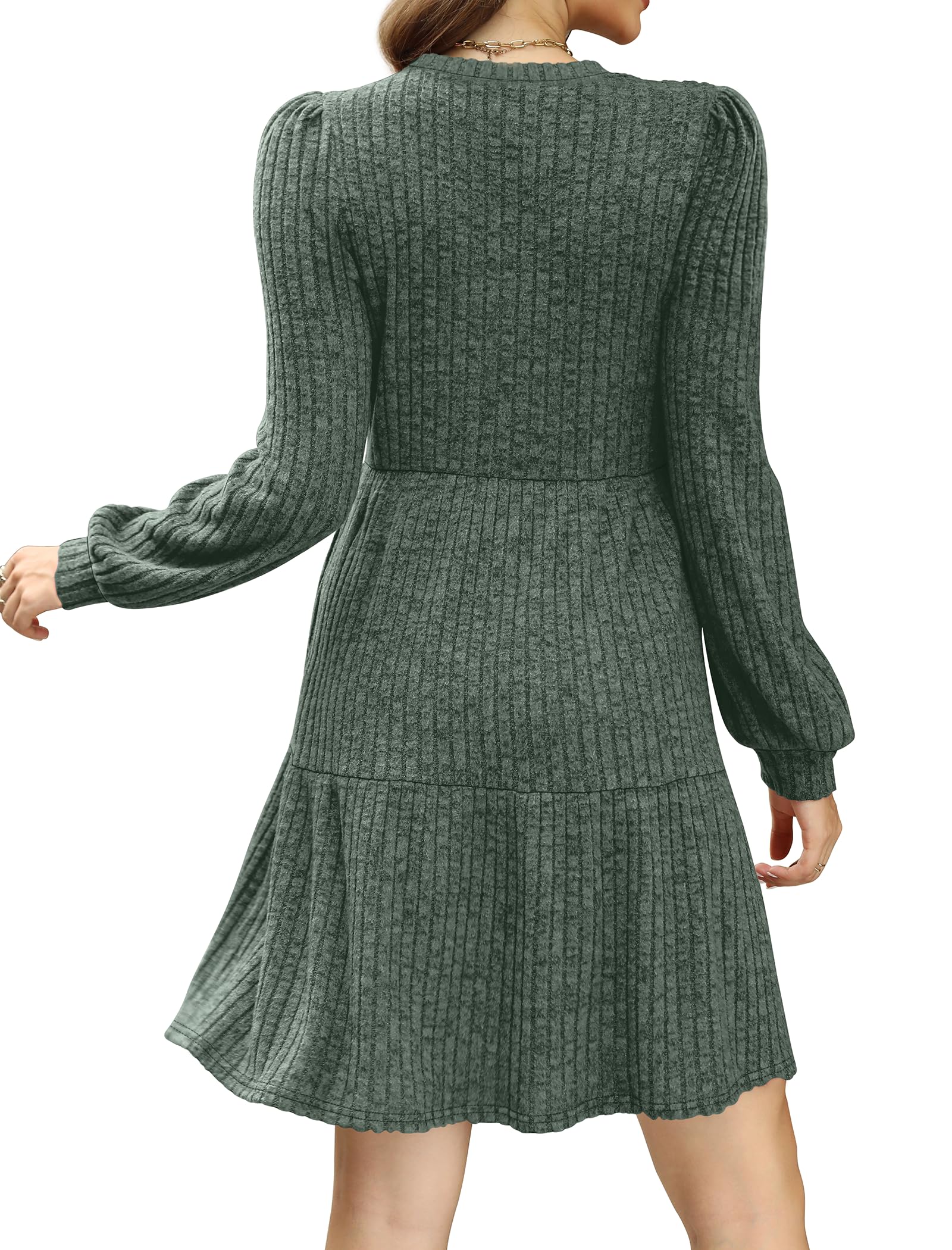 SAMPEEL Womens Dresses V Neck Casual Christmas Long Sleeve Winter Anthropologie Sweater Dress with Pockets 2025 Green M