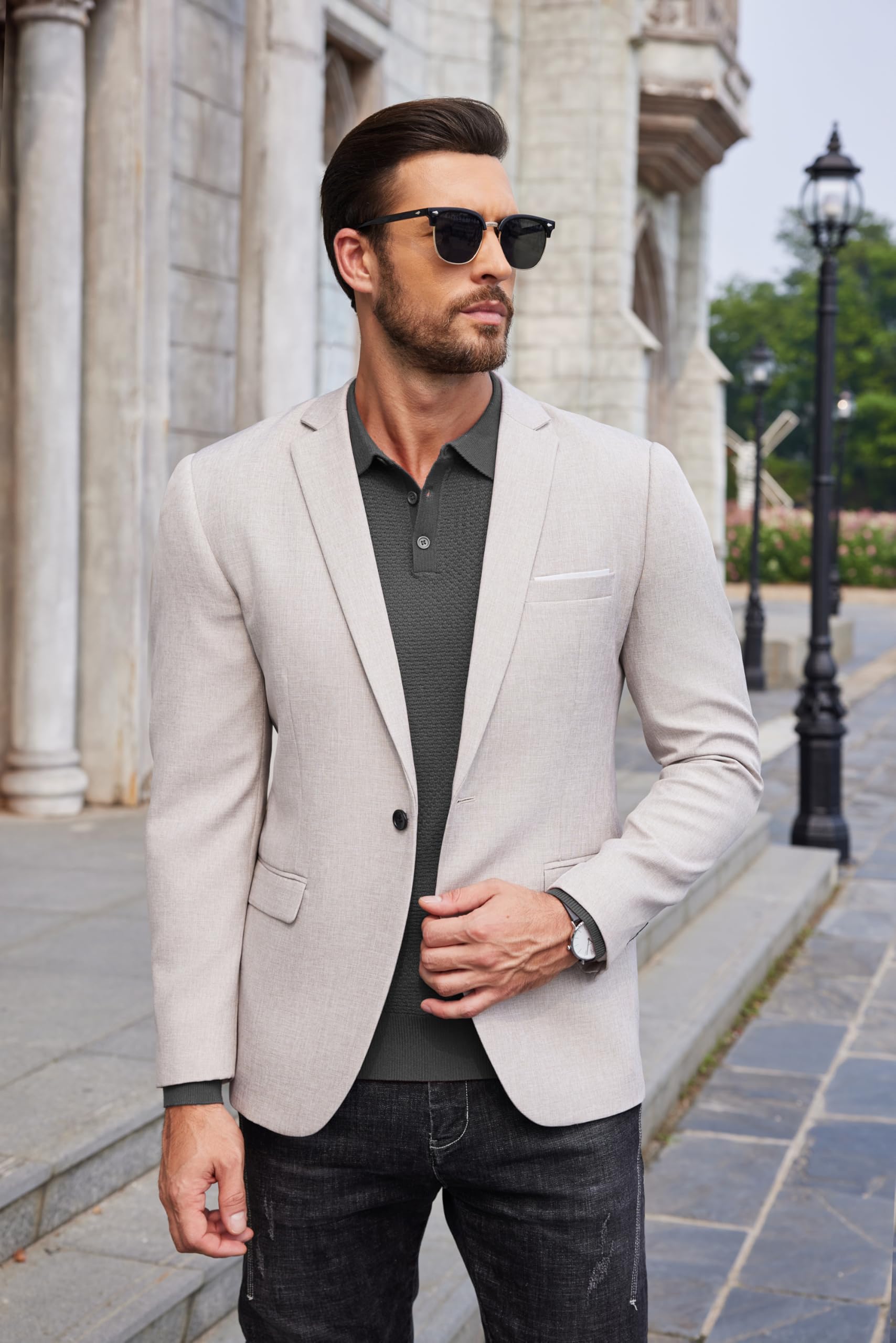 COOFANDY Men's Long Sleeve Polo Sweater Dress Knit Golf Polo Collared Sweater Muscle Slim Fit T Sweaters Dark Gray