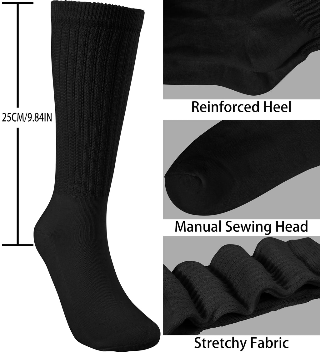 BomKinta Crew Slouch Socks Women - Retro Scrunch Short Sock - Soft Solid Ankle Socks Size 5-11 3 Pair Black White Cream