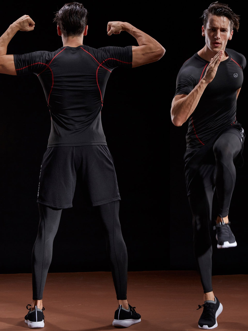 NELEUS Men's 3 Pack Compression Baselayer Athletic Workout T Shirts,5022,Black,Black(Grey),Black(red),XL,EU 2XL