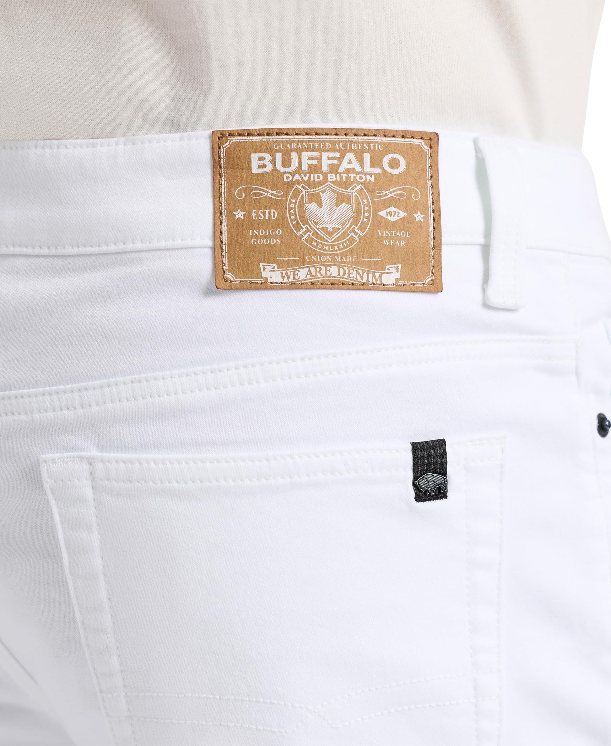 Buffalo David Bitton Men's Non-Denim Relaxed Straight Dean French Terry Shorts with Cotton Blend Stretch, Bright White