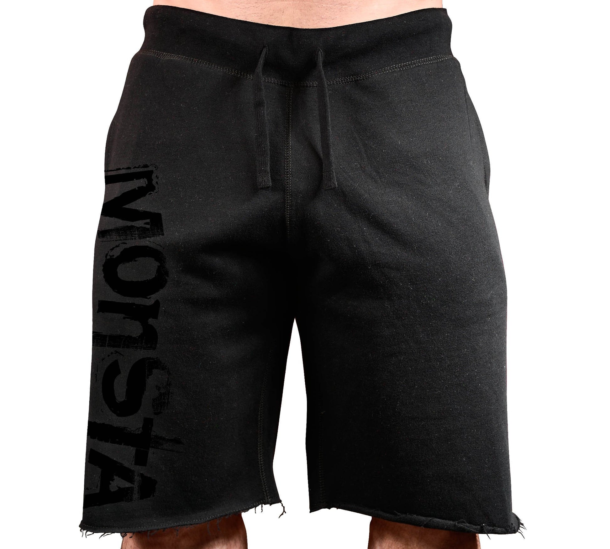 Monsta Clothing Co. Men's Workout (Monsta-Sig31) Gym Sweat Shorts (G:BK-A:BK)