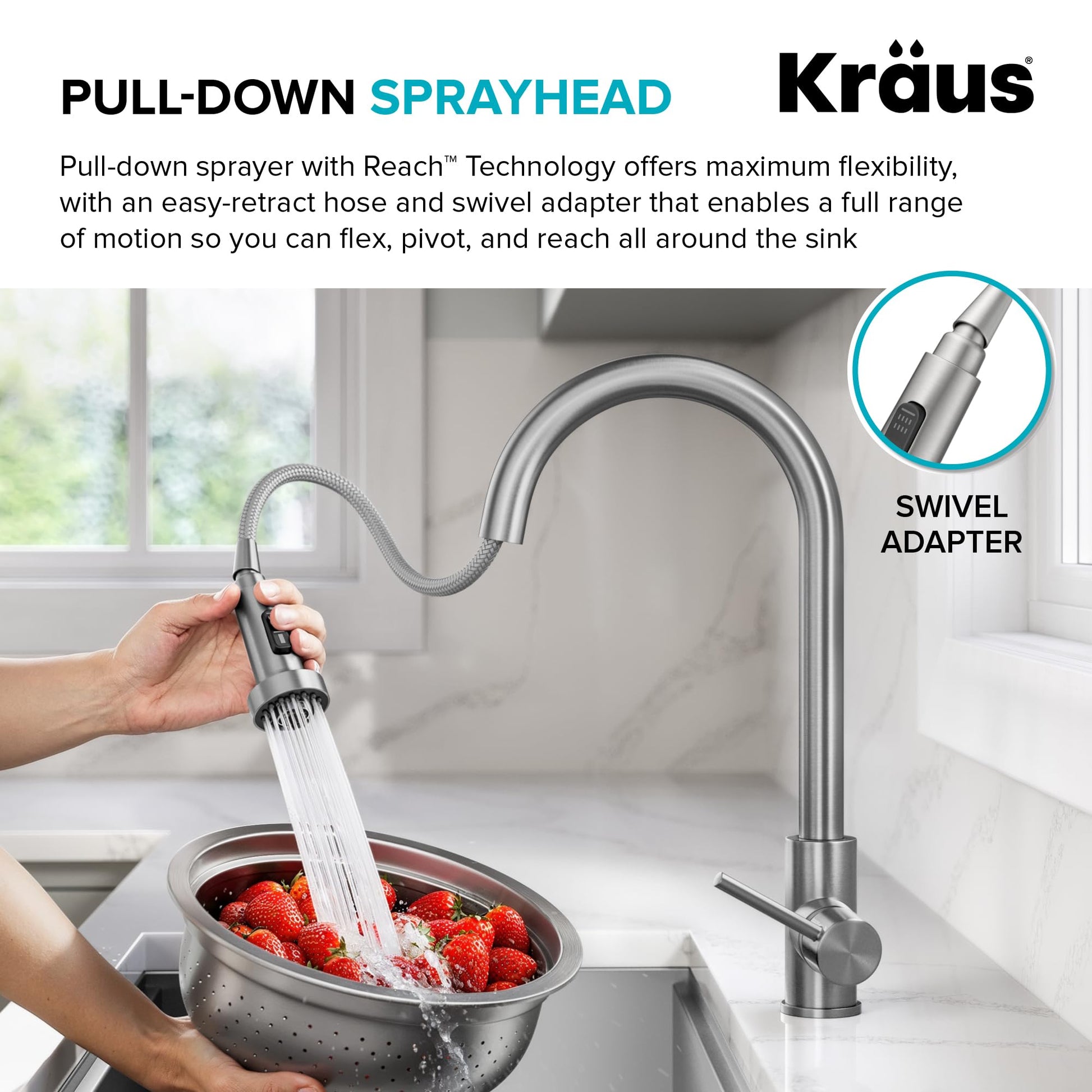 KRAUS Bolden 2-Function Single Handle Pull Down Kitchen Faucet in Matte Black, KPF-1616MB