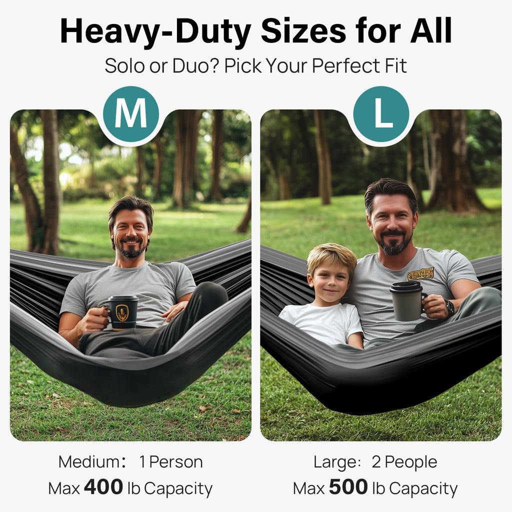 Kootek Camping Hammock 500 lbs Capacity, Portable Hammocks with Tree Straps & Attached Carry Bag, Camping Essentials Gear, Perfect for Outside Indoor Hiking Beach Backpack Travel