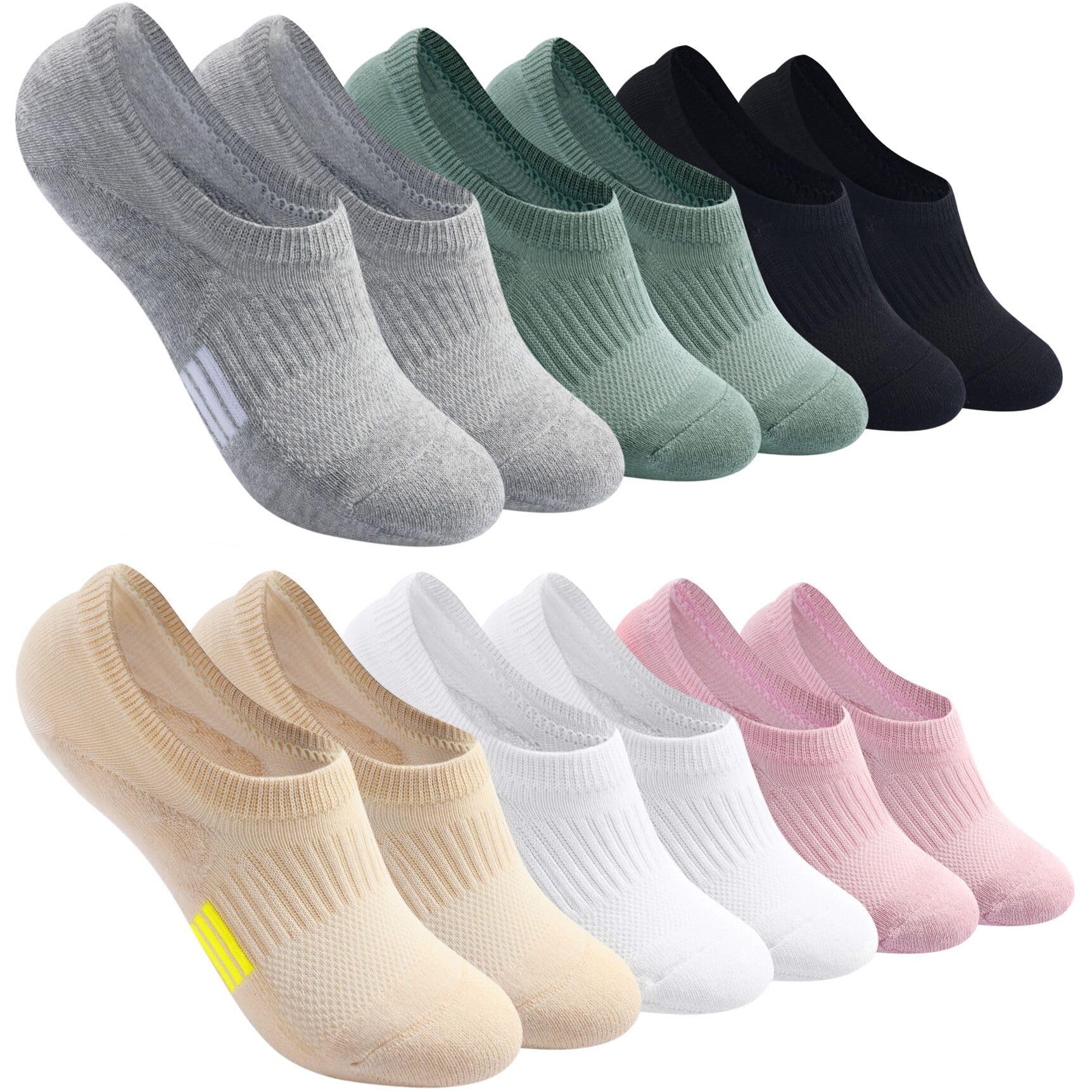 Toes Home No Show Socks Womens Cushioned Low Cut Athletic Hidden Liner Socks for Sneakers Footies Ankle Sports Invisible Running Socks 6 Pairs Size 6-9