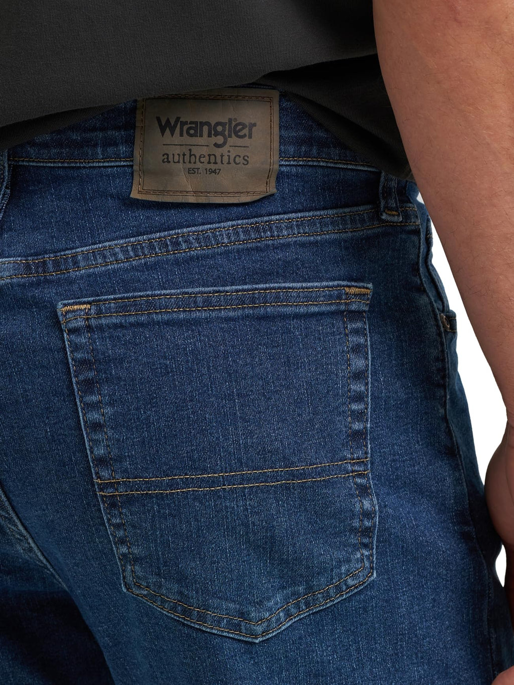 Wrangler Authentics Men's Regular Fit Comfort Flex Waist Jean, Dark Stonewash, 36W x 32L