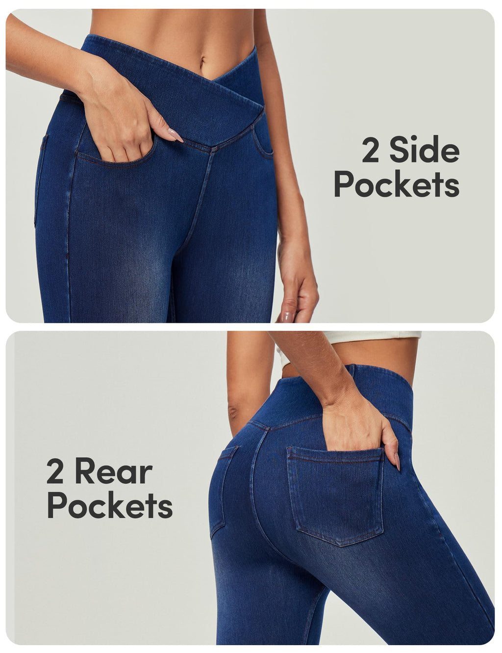 IUGA Women Jeans High Waisted Stretchy Jeans Jeggings for Women Pull on Skinny Jean with Pockets Trendy Dark Blue