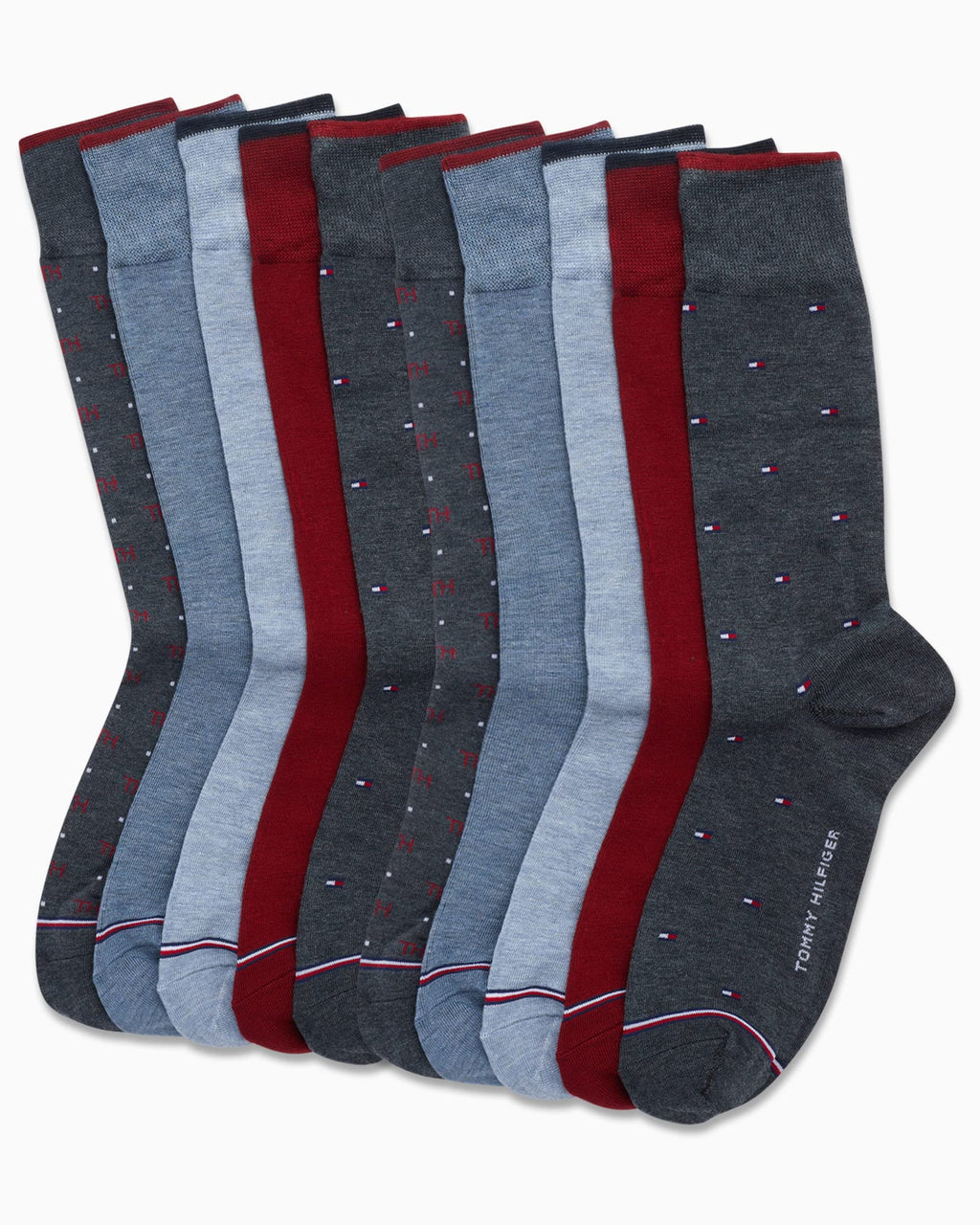 Tommy Hilfiger Mens Dress Socks - 10 Pack Comfort Stretch Breathable Casual Work Crew Socks for Men (Sizes: 7-12), Size 7-12, Denim Assorted