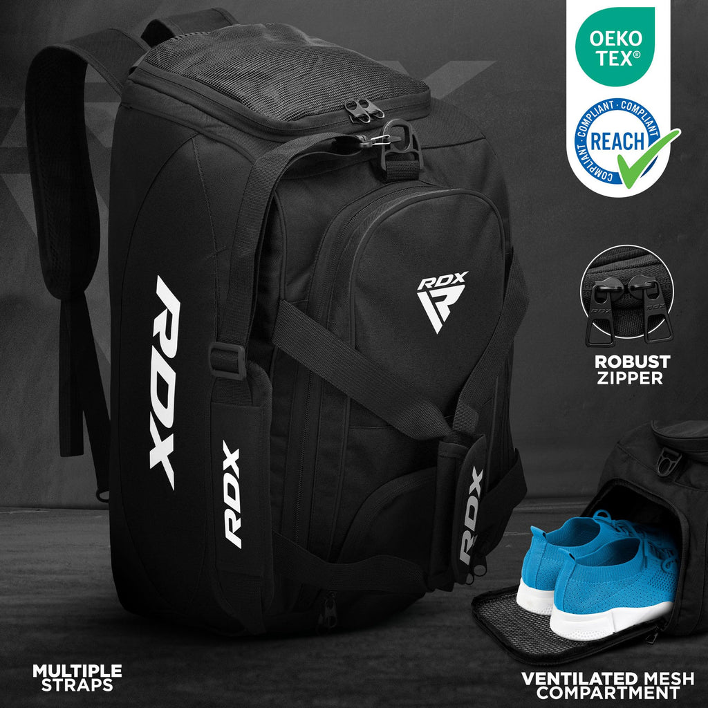 RDX 50L Gym Bag with Ventilated Shoes Compartment, All In One Backpack Duffle Holdall, Fitness Sports MMA Boxing Yoga Swim Gear Sportswear Bag, Weekend Overnight Travel Hiking Rucksack for Men Women