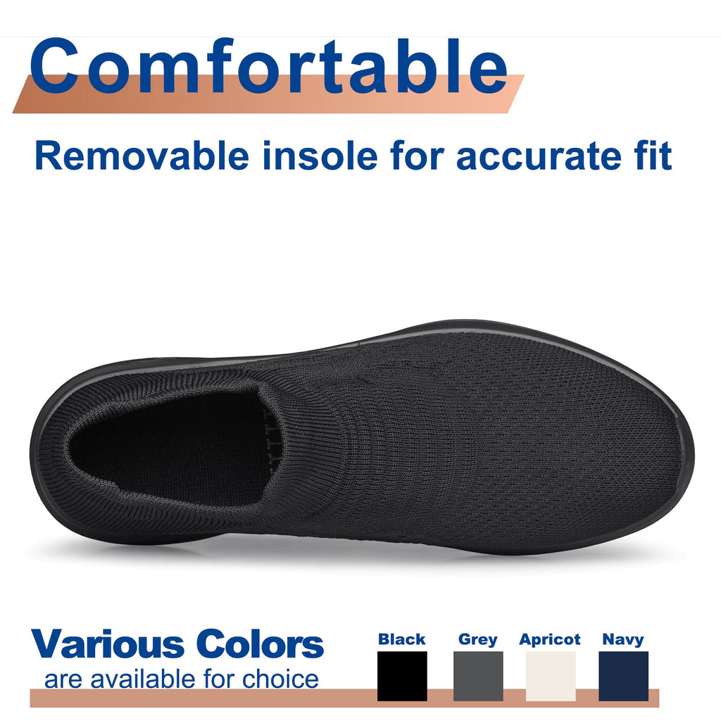 Mens Walking Shoes Slip on Lightweight Comfortable Running Shoes Workout Tennis Athletic Shoes Gym Sneakers Black Size 13