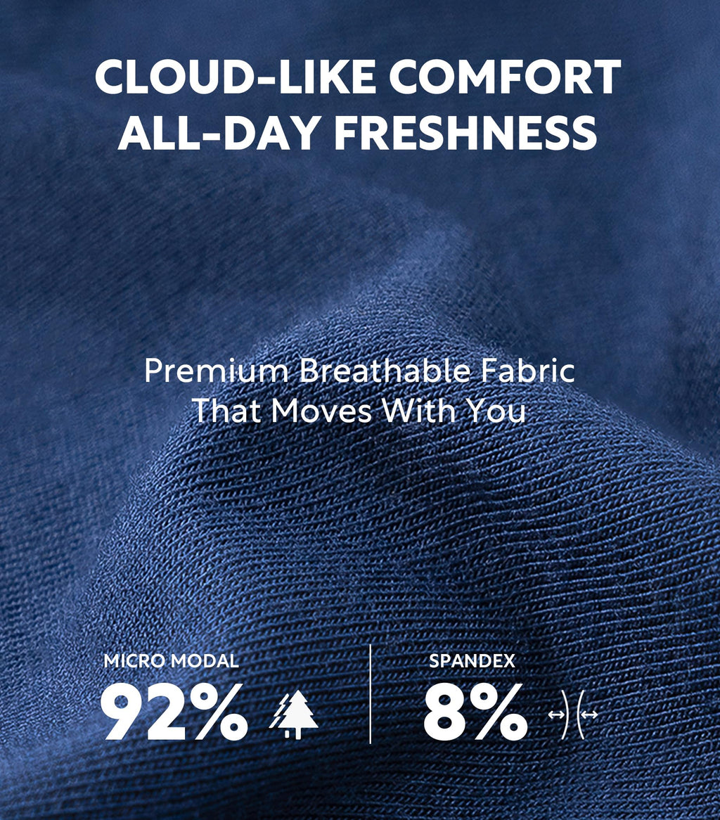 DAVID ARCHY Men's Underwear Micro Modal Dual Pouch Trunks Support Ball Pouch Bulge Enhancing Boxer Briefs for Men 4 Pack(M, Black/Charcoal/Navy/Merlot)