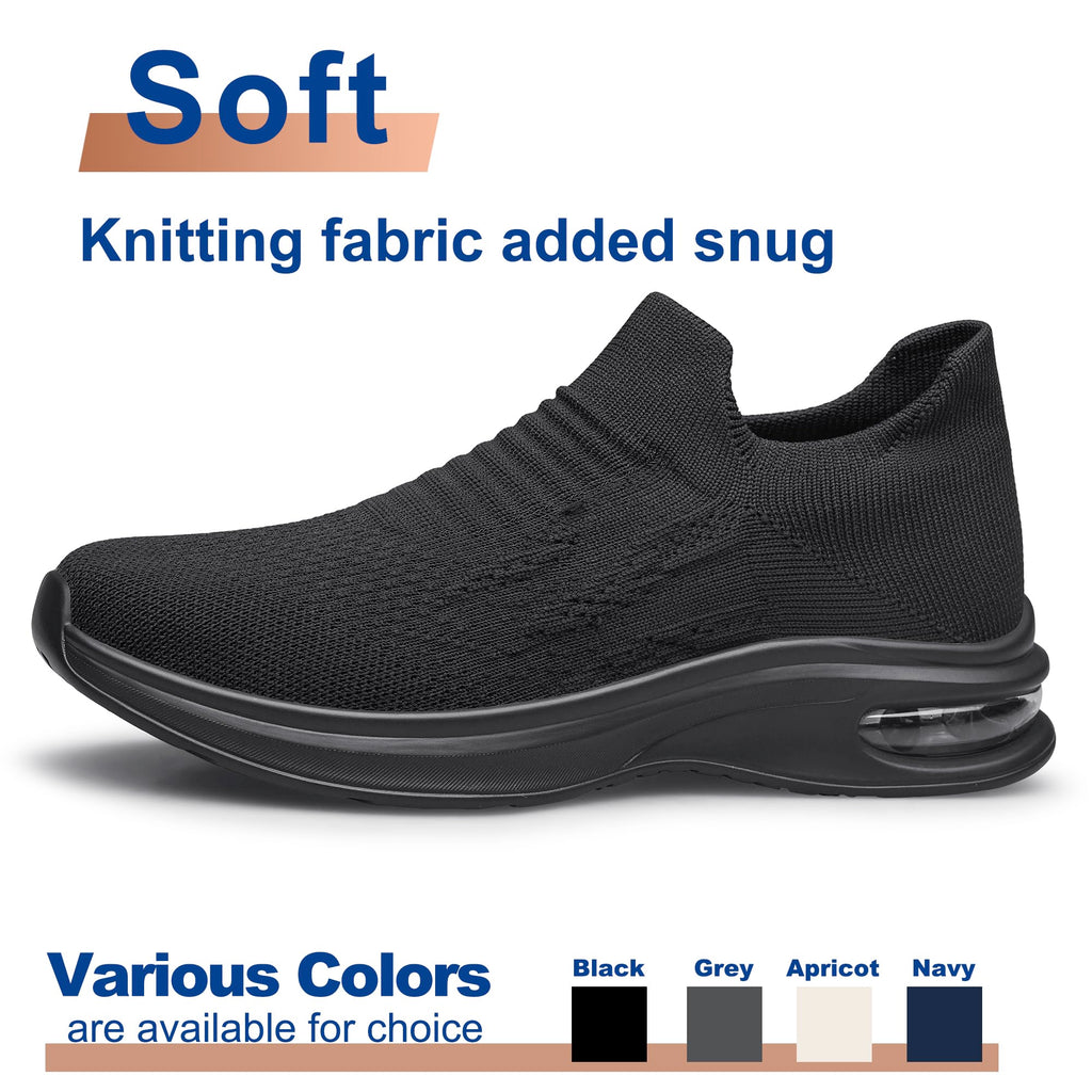 Mens Walking Shoes Slip on Lightweight Comfortable Running Shoes Workout Tennis Athletic Shoes Gym Sneakers Black Size 13