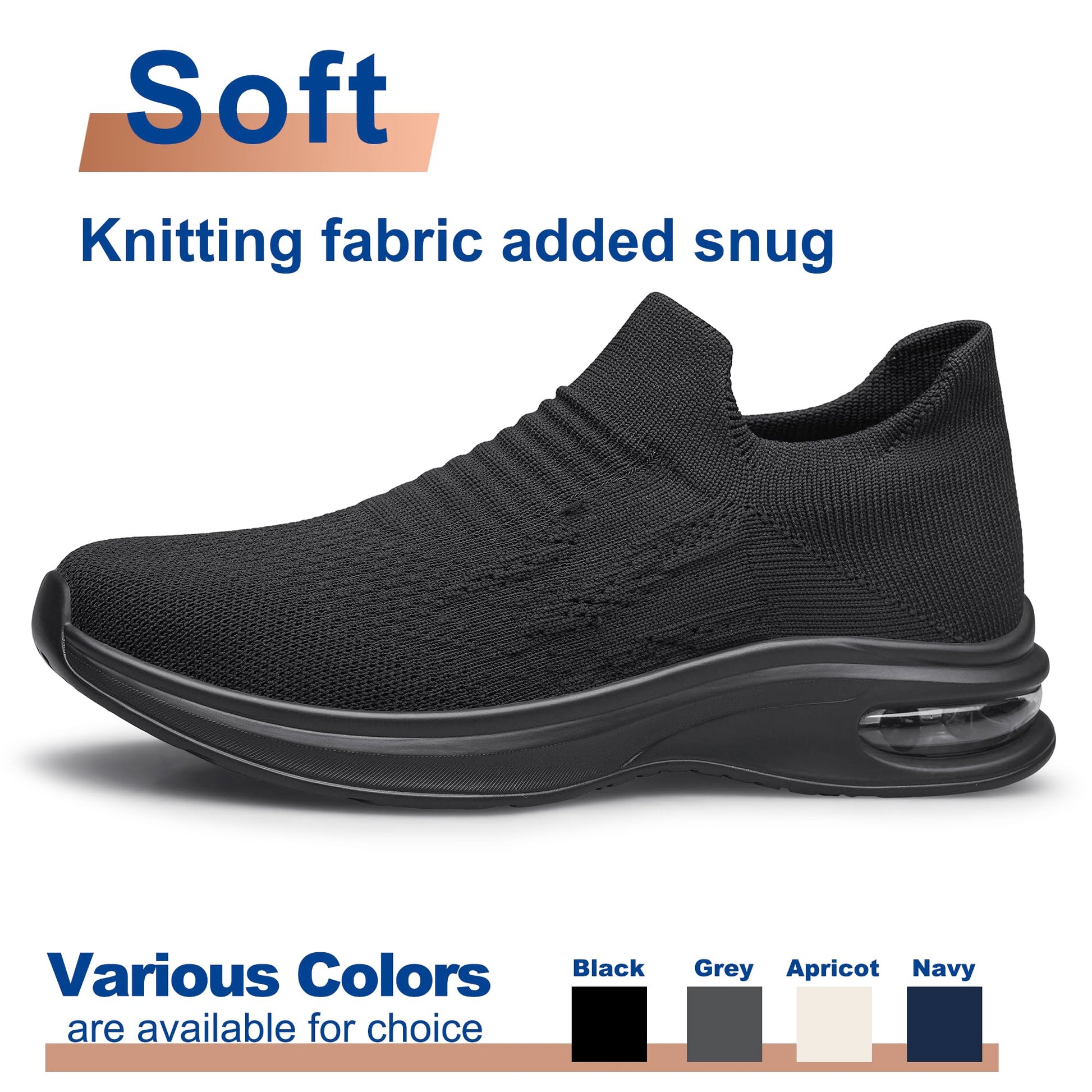 Mens Walking Shoes Slip on Lightweight Comfortable Running Shoes Workout Tennis Athletic Shoes Gym Sneakers Black Size 13