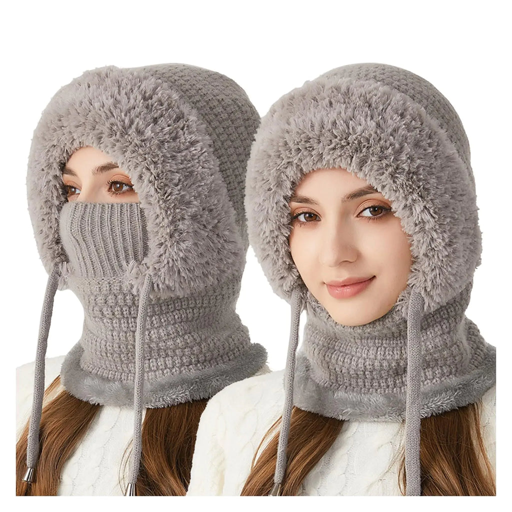 Women Knitted Hat Winter Windproof Warm Cap Trend Wool Thick Pullover Outdoor Skull Cap for Unisex