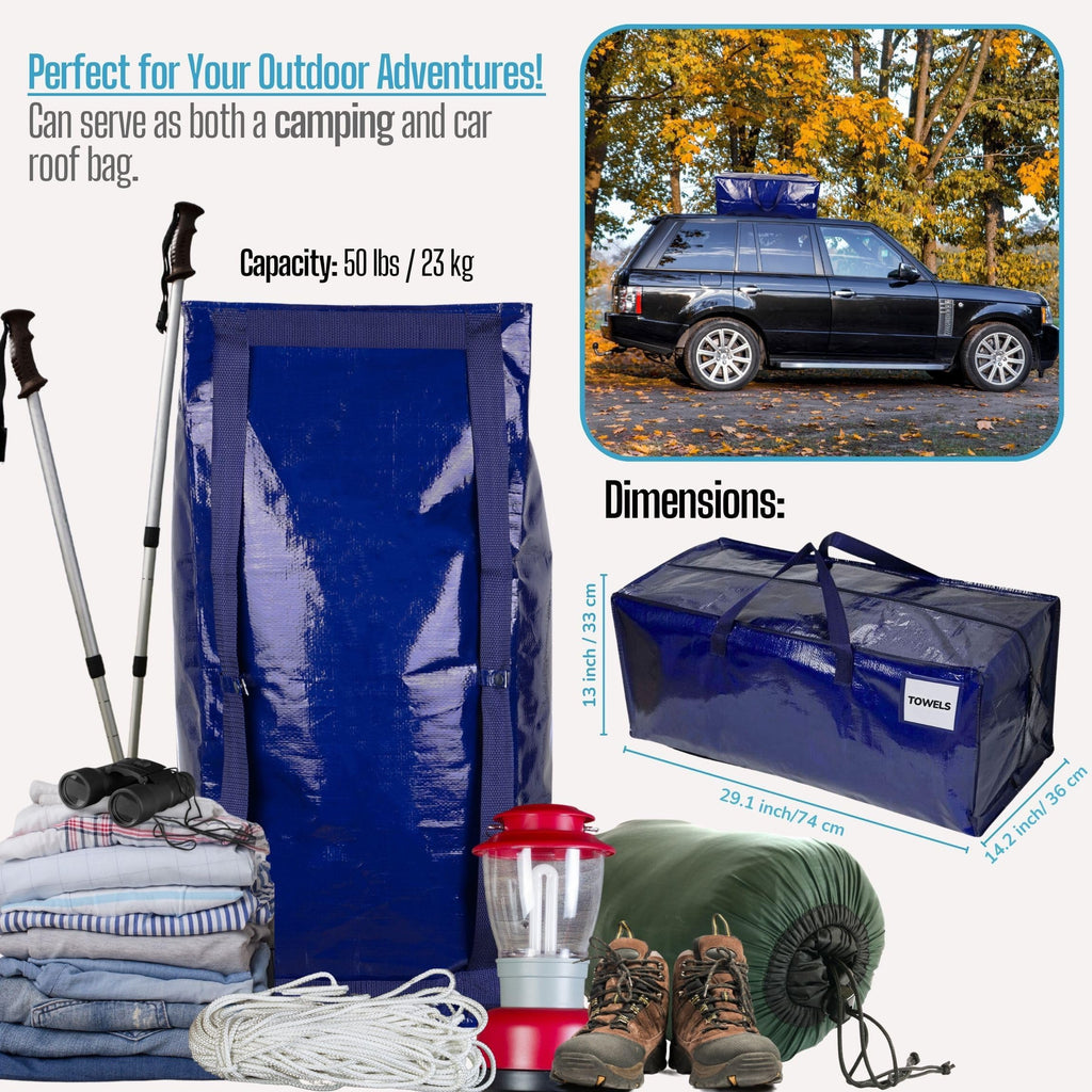 VENO 8 Pack Moving Bags w/Backpack Straps, Heavy Duty, Moving Boxes Alternative, Packing Supplies, Large Storage Totes for Dorm Room Essentials with Zipper for Clothes (Blue, 8 Pack)