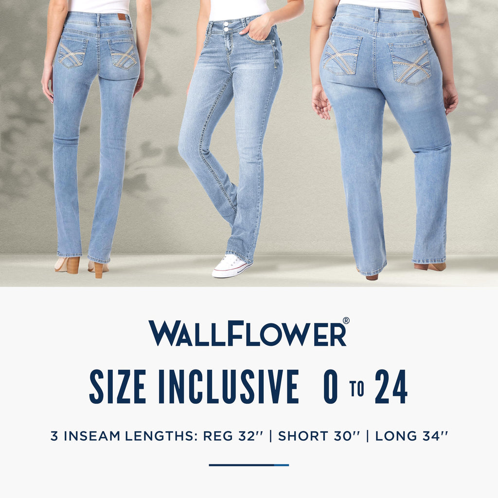 WallFlower Women's InstaStretch Luscious Curvy Bootcut Jeans, Andrea, 9