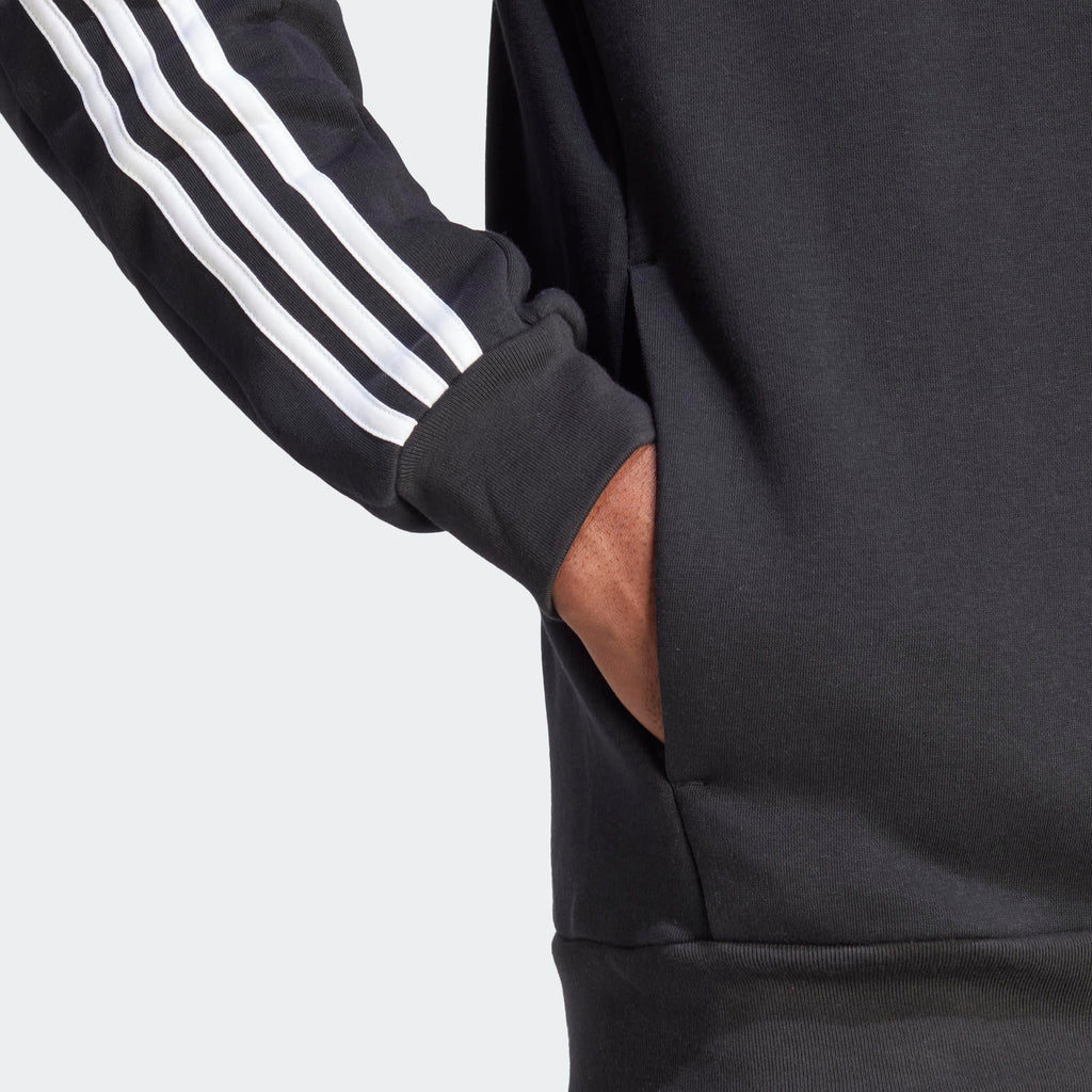 adidas Men's Essentials Fleece 3-Stripes Full-Zip, Black, Medium
