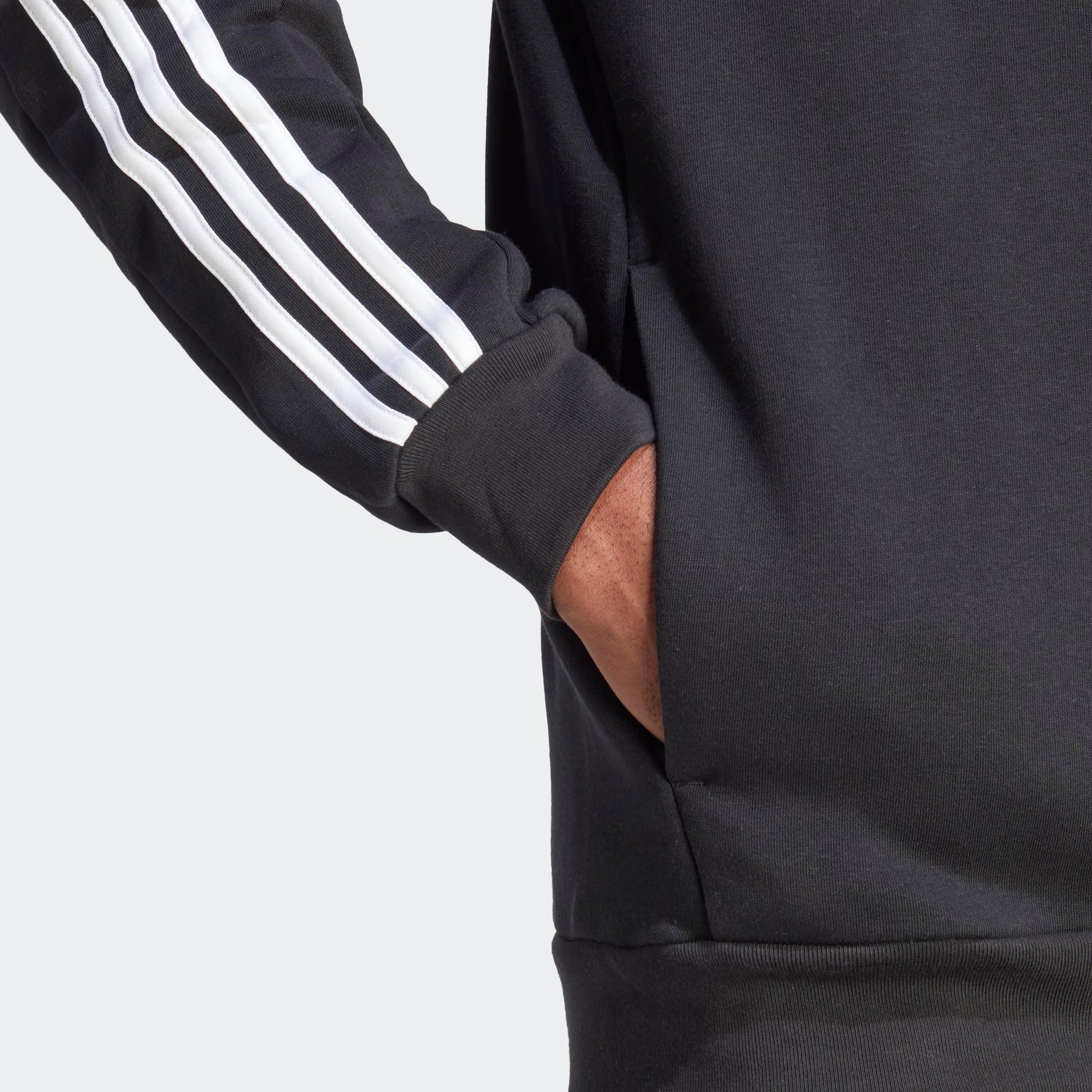 adidas Men's Essentials Fleece 3-Stripes Full-Zip, Black, Medium