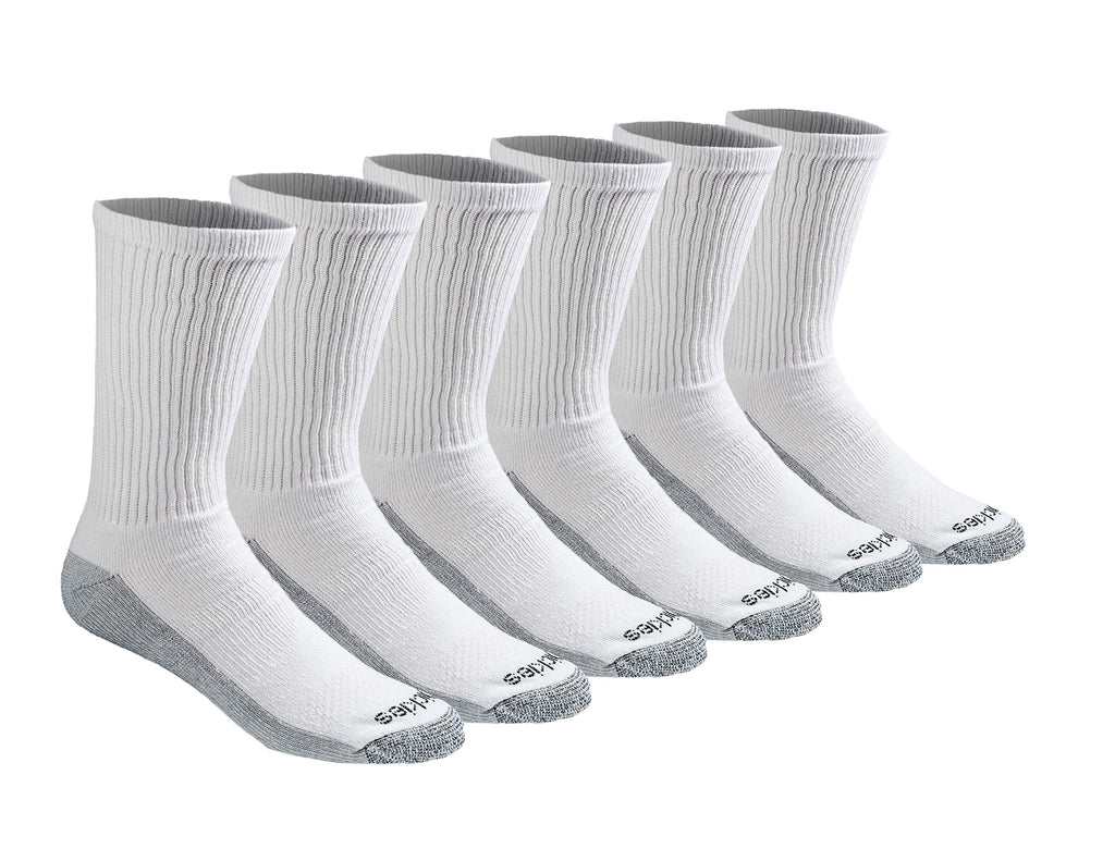 Dickies Men's Dri-Tech Original Moisture Control Crew Socks, Available in M-XXL (6, 12, 18 Pairs), White (6 Pairs), Large