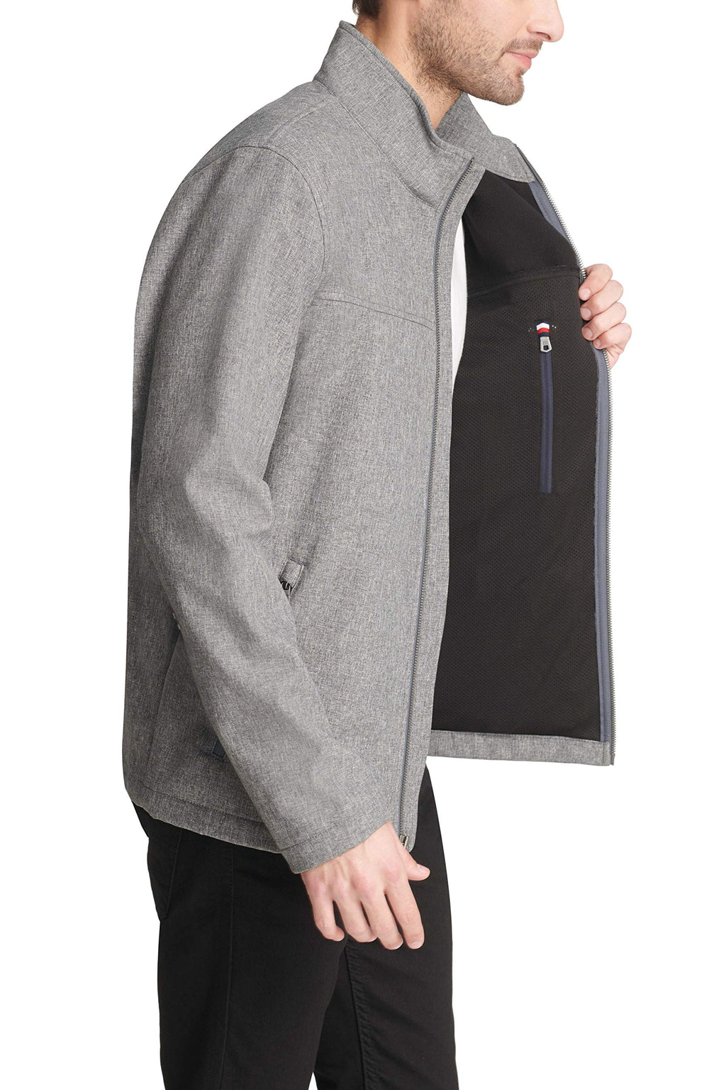 Tommy Hilfiger Men's Water Resistant Softshell Jacket (Standard and Big & Tall), Heather Grey, Large