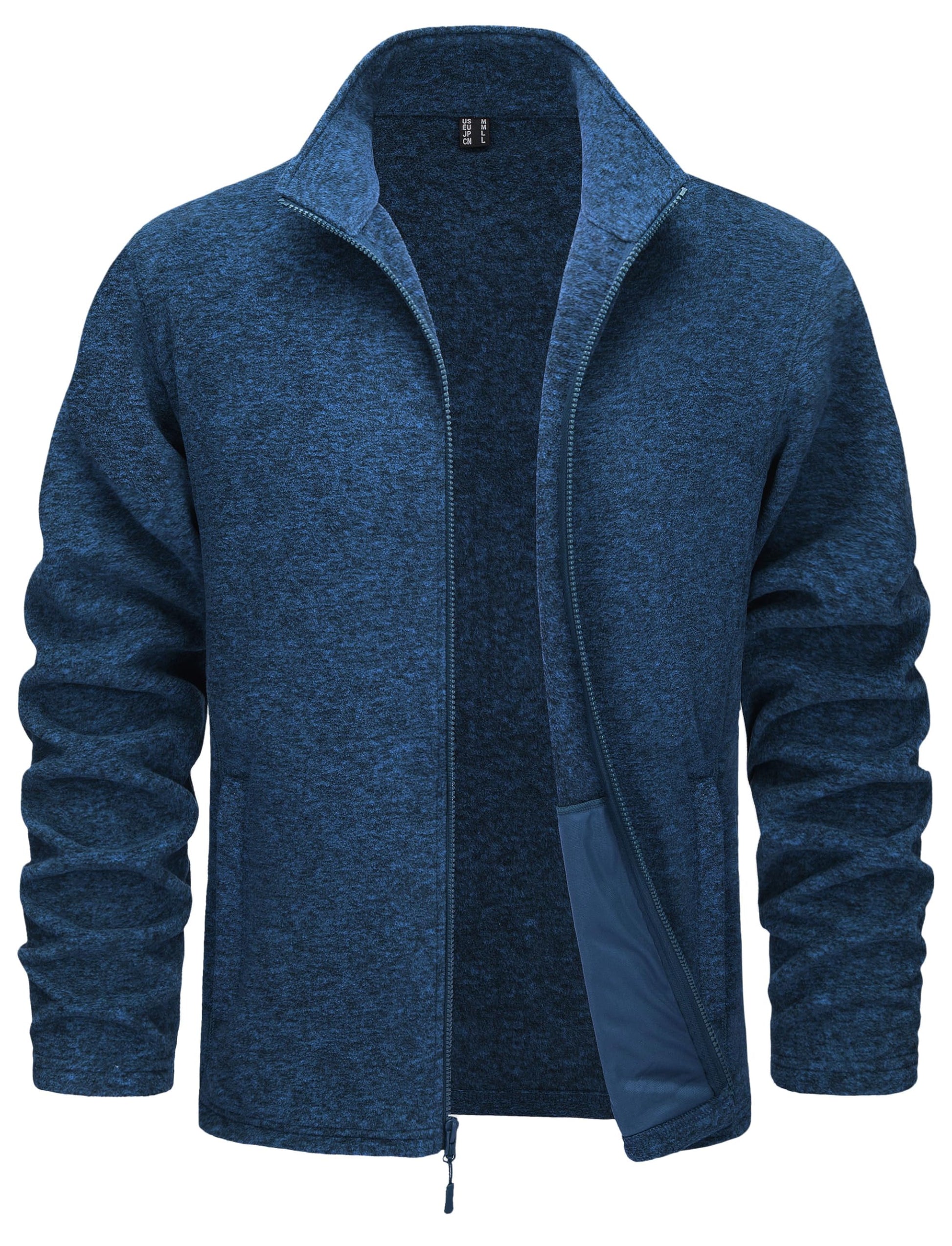 TACVASEN Mens Fleece Jacket for Pullover Lightweight Sweaters Zip Up Warm Jackets Casual Stylish Blue, L