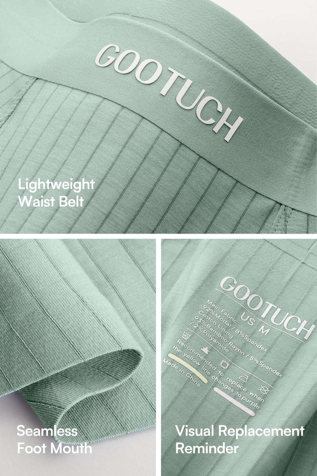 GOOTUCH Mens Underwear Briefs Odor Control, Moisture Wicking Ultra-Stretch Seamless Modal Underwear, Silver-Ion Tech(Black/Dark Gray/Green/Grey Blue, L)