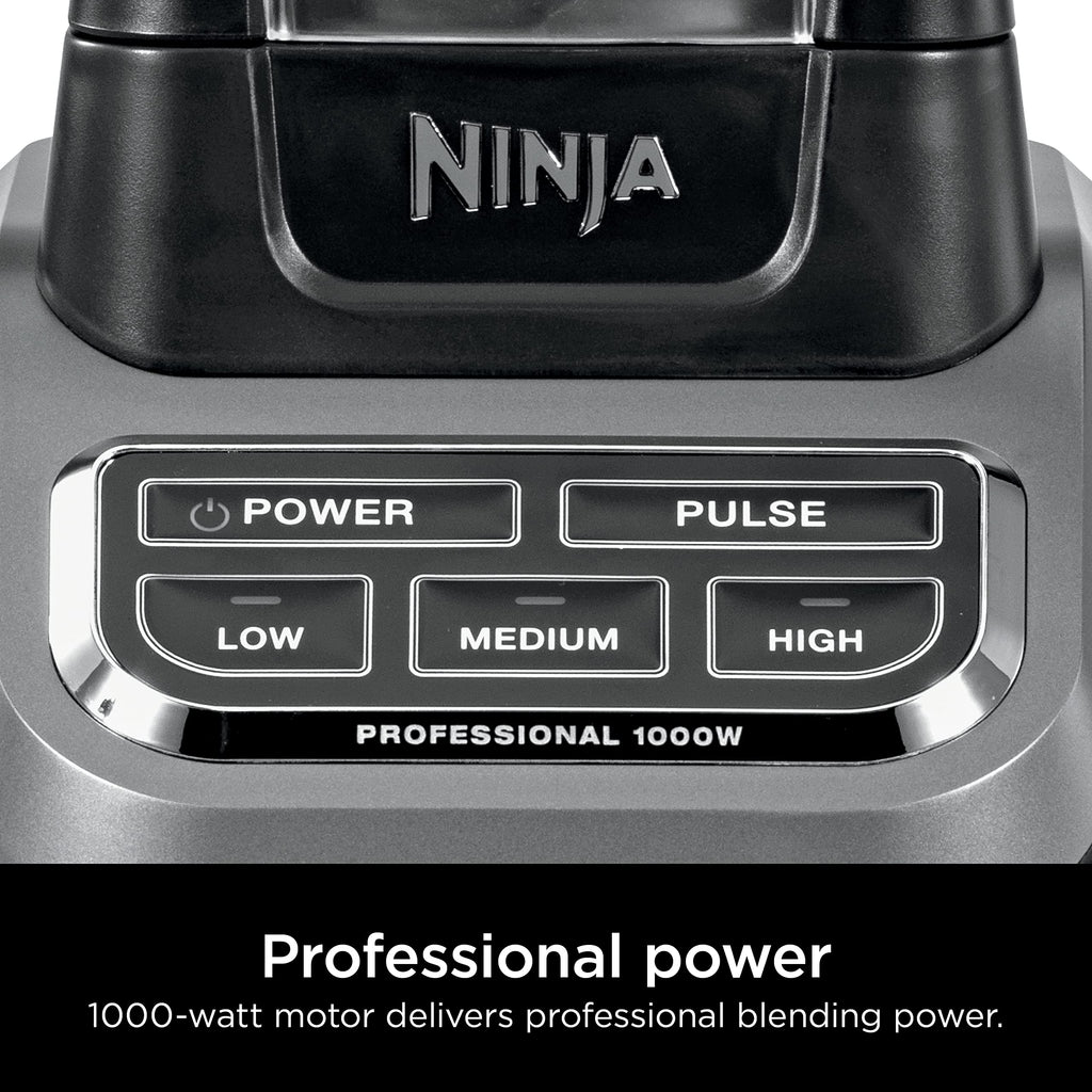 Ninja Professional Blender 1000W, Total Crushing Technology- Smoothies, Ice Crushing & Frozen Fruit, Full-Size Countertop Blender, 72-oz. Pitcher, Black & Grey, BL610