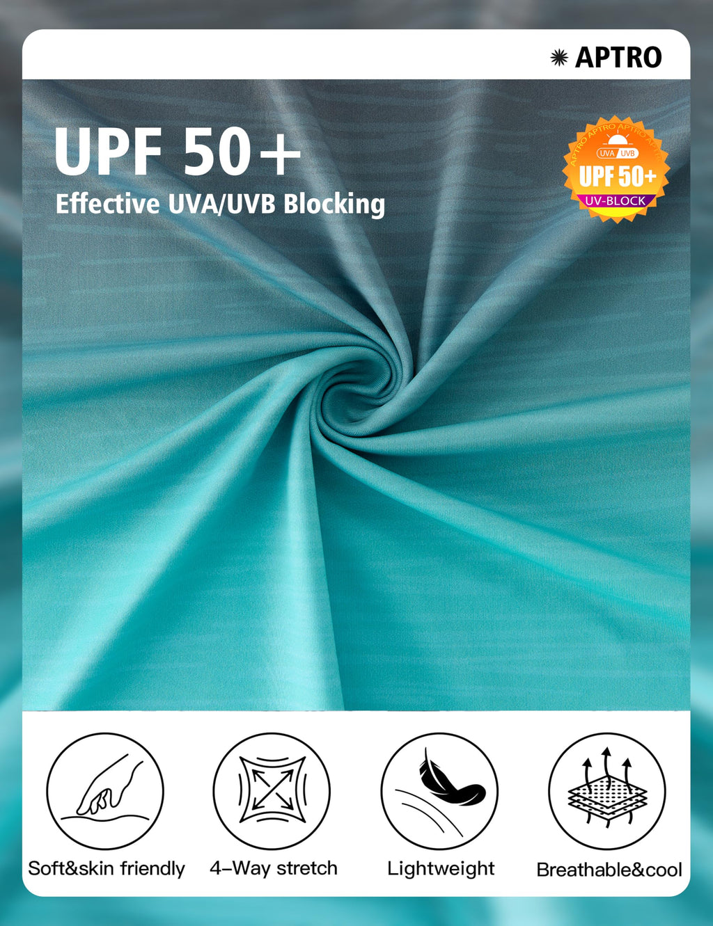 APTRO Men's UPF 50+ Sun Protection Long Sleeve Hoodie Shirts UV Outdoor Fishing Shirts SPF Rash Guard Shirts for Men MS17 Gradient Green L