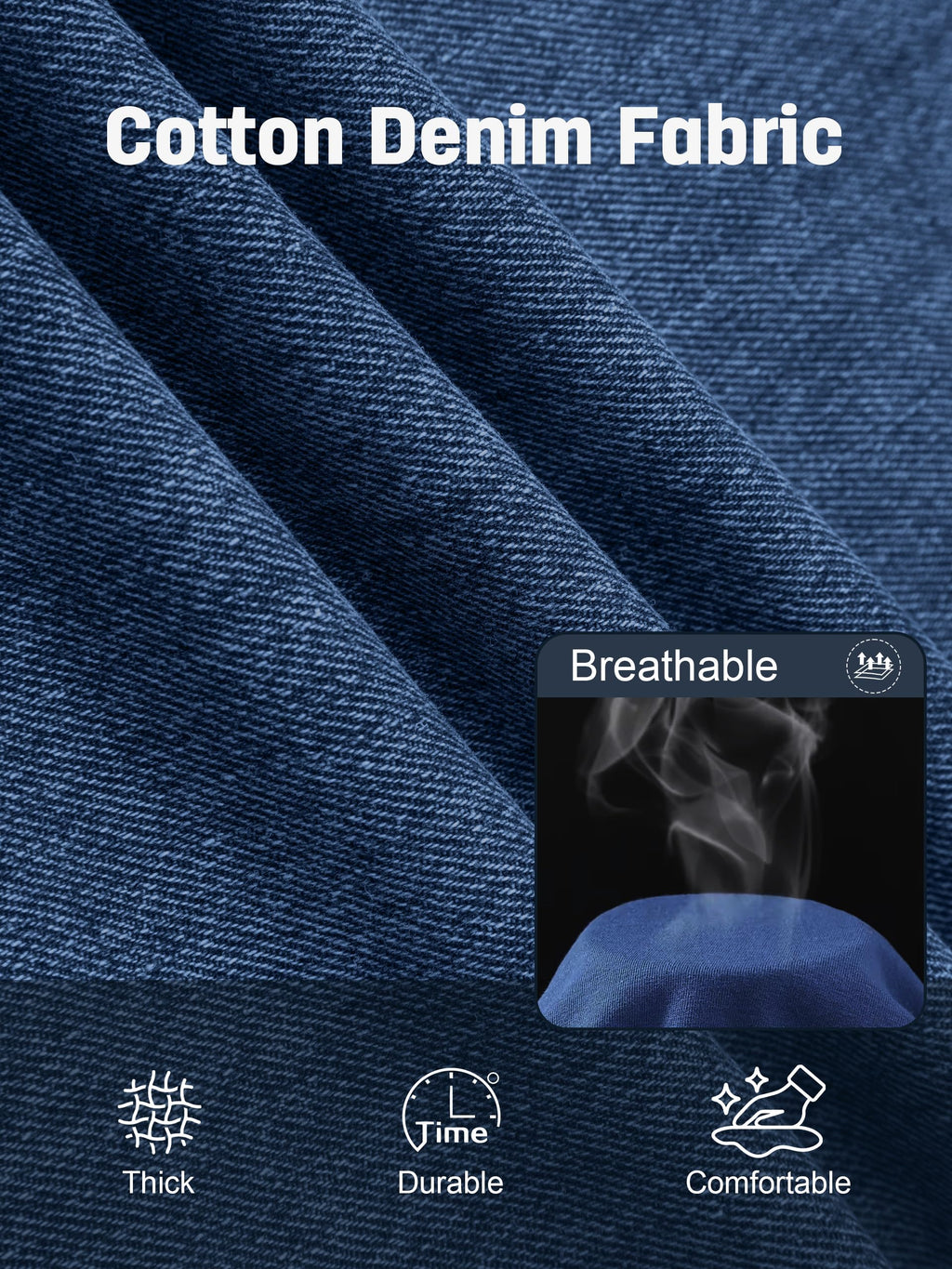 Tapata Short Men's Casual Cargo Pants Relaxed Fit Expandable Elastic Waist Denim Slacks with 6 Pockets Belt Loop Jeans, Blue, 36W x 28L