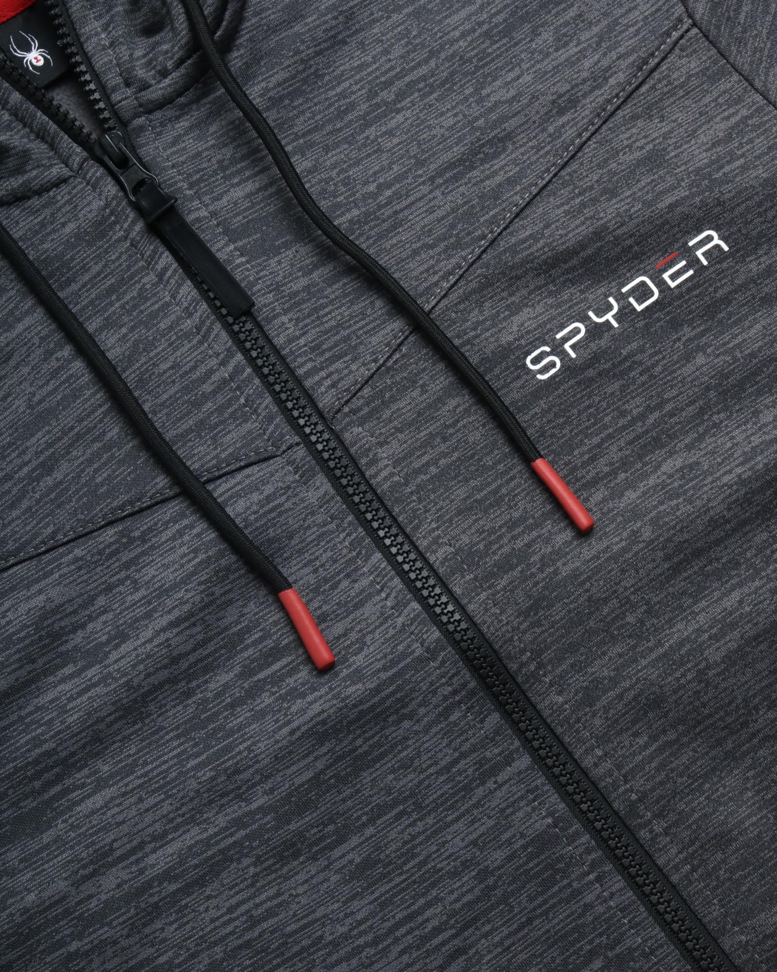 Spyder Men's Active Sweatshirt - Performance Tech Fleece Zip Hoodie Sweatshirt - Workout Full Zip Track Jacket for Men (S-XL), Size Medium, Charcoal Heather