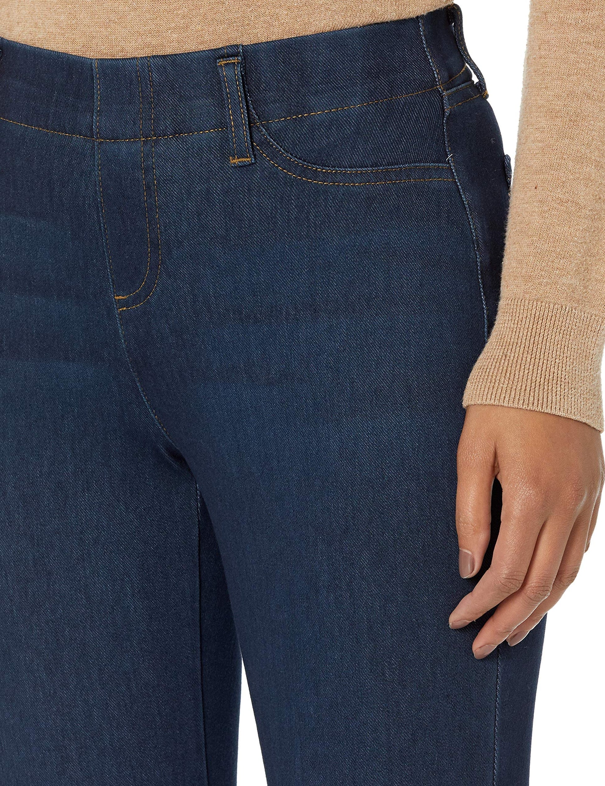 Amazon Essentials Women's Pull-On Stretchy Knit Jegging (Available in Plus Size), Dark Wash, Small Short