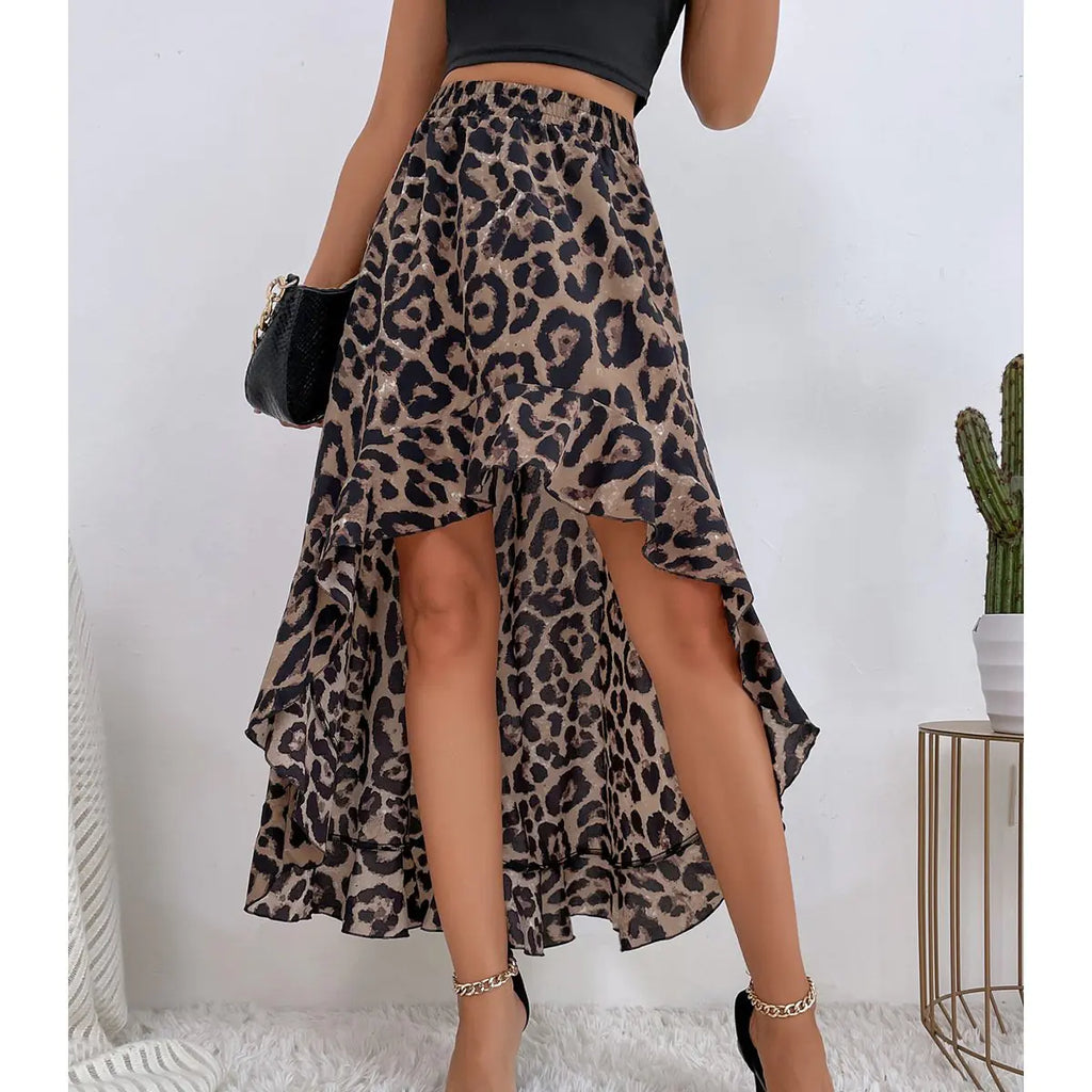 Casual Trend Irregular A-Line Printed Skirt