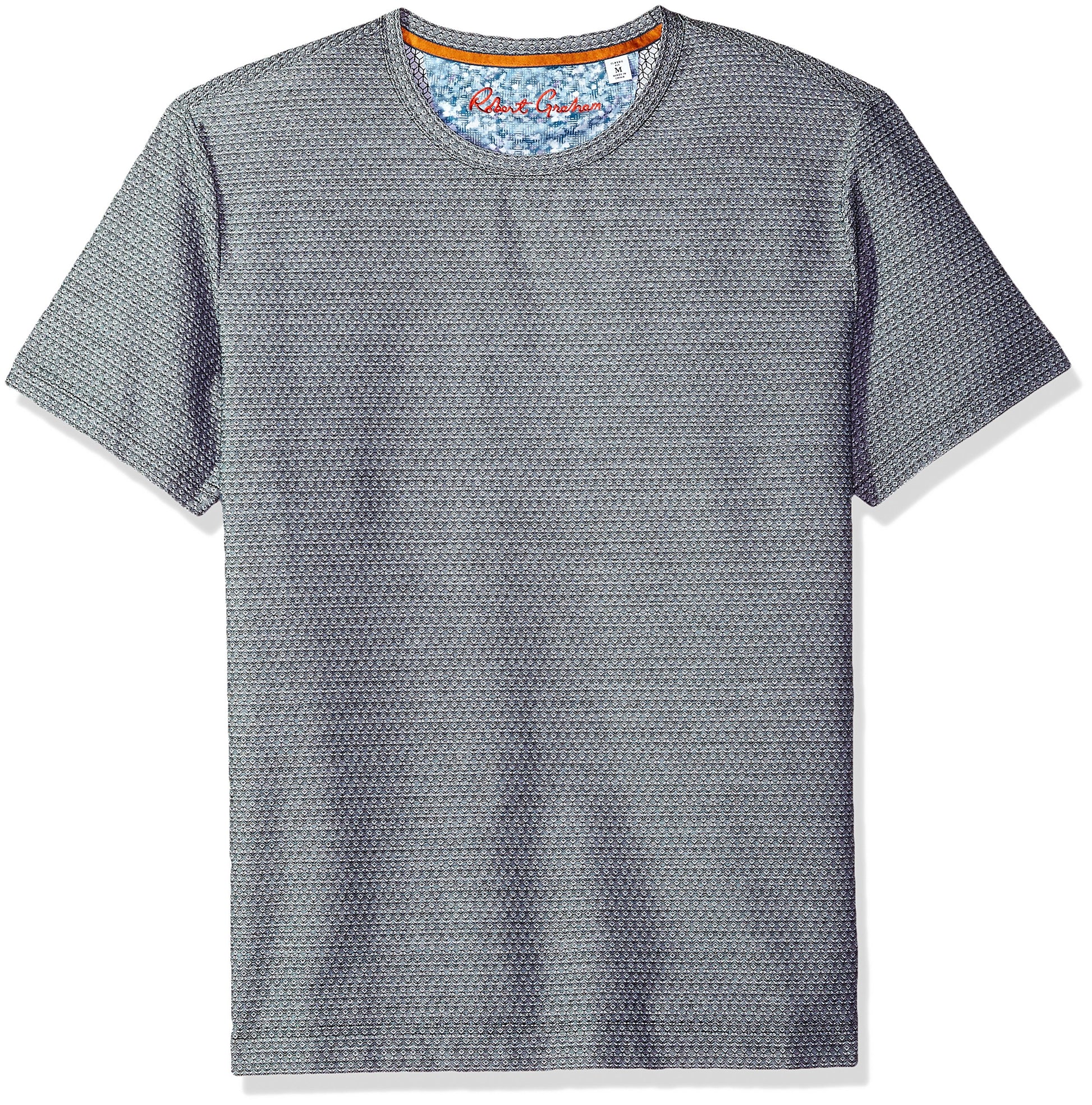 Robert Graham Men's Cordero Short Sleeve Cotton T-Shirt, Charcoal, 3XLARGE