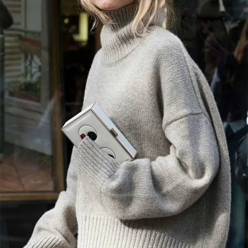 Women's Chunky Knit Cashmere Sweater - Autumn Winter