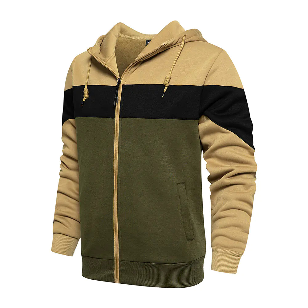 Men's Vintage Trend Clashing Color Sweatshirt Jacket