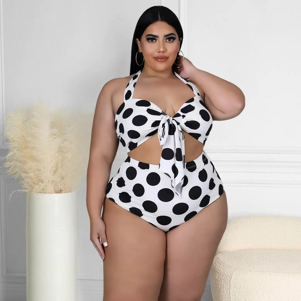 High Waist Polka Dot Women's Bikini Swimsuit